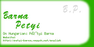 barna petyi business card